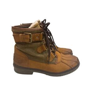UGG Cecile Ankle Duck Boots Women's Size 6 Chestnut Waterproof Leather‎ Western
